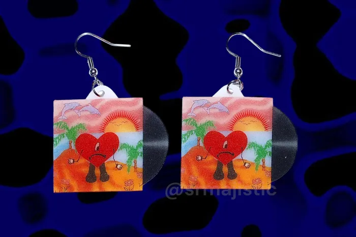 Earrings Sam Makes Things Bad Bunny Un Verano Sin Ti Vinyl Album Handmade Earrings Earrings Sam Makes Things Bad Bunny Un Verano Sin Ti Vinyl Album Handmade Earrings