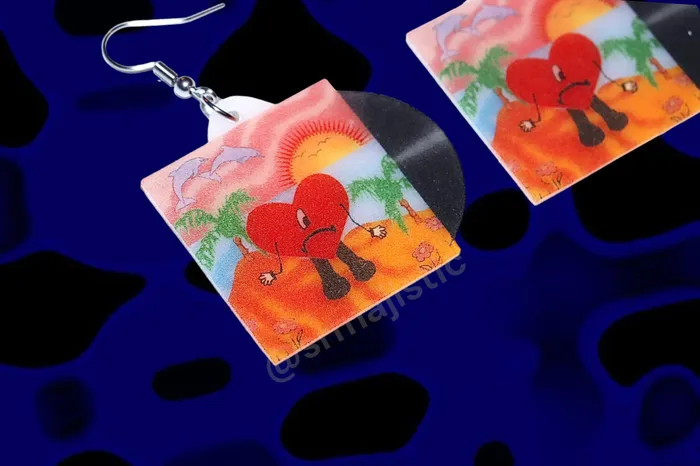 Earrings Sam Makes Things Bad Bunny Un Verano Sin Ti Vinyl Album Handmade Earrings