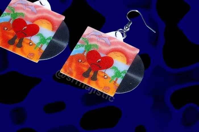 Earrings Sam Makes Things Bad Bunny Un Verano Sin Ti Vinyl Album Handmade Earrings
