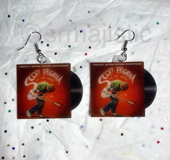 Earrings Sam Makes Things READY TO SHIP Scott Pilgrim Vs the World Movie Soundtrack Vinyl Album Handmade Earrings Earrings Sam Makes Things READY TO SHIP Scott Pilgrim Vs the World Movie Soundtrack Vinyl Album Handmade Earrings