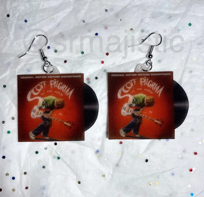 Earrings Sam Makes Things READY TO SHIP Scott Pilgrim Vs the World Movie Soundtrack Vinyl Album Handmade Earrings Earrings Sam Makes Things READY TO SHIP Scott Pilgrim Vs the World Movie Soundtrack Vinyl Album Handmade Earrings