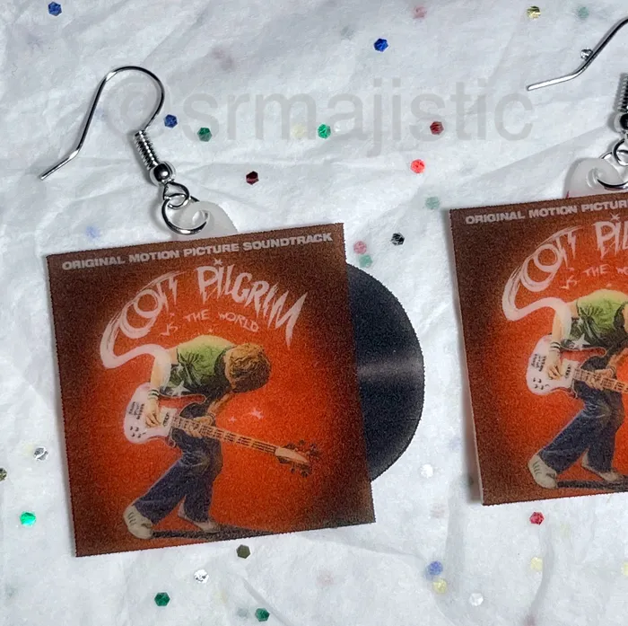 Earrings Sam Makes Things READY TO SHIP Scott Pilgrim Vs the World Movie Soundtrack Vinyl Album Handmade Earrings Earrings Sam Makes Things READY TO SHIP Scott Pilgrim Vs the World Movie Soundtrack Vinyl Album Handmade Earrings