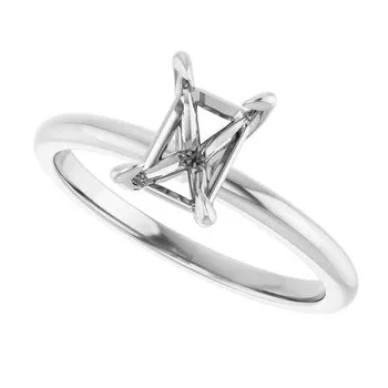 Engagement Collections 14K White Gold Solitaire Ring for Emerald Rings