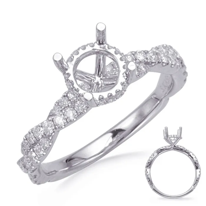 Engagement Collections Rings 14K White Gold Semi Mount Ring with Twisted Shank Hidden Halo Engagement Collections Rings 14K White Gold Semi Mount Ring with Twisted Shank Hidden Halo