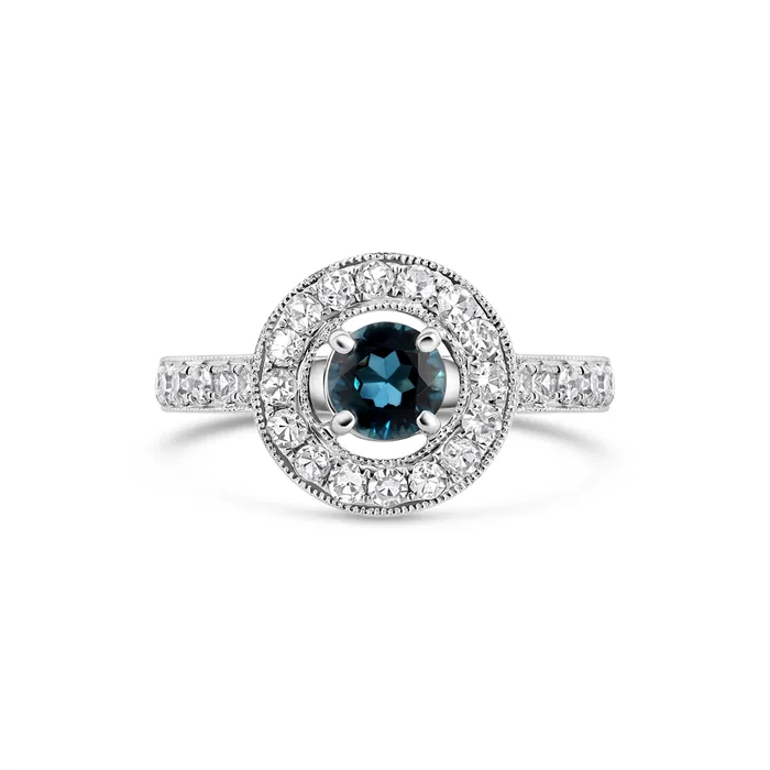 Engagement Collections Rings 14K White Gold Semi Mount Round Halo