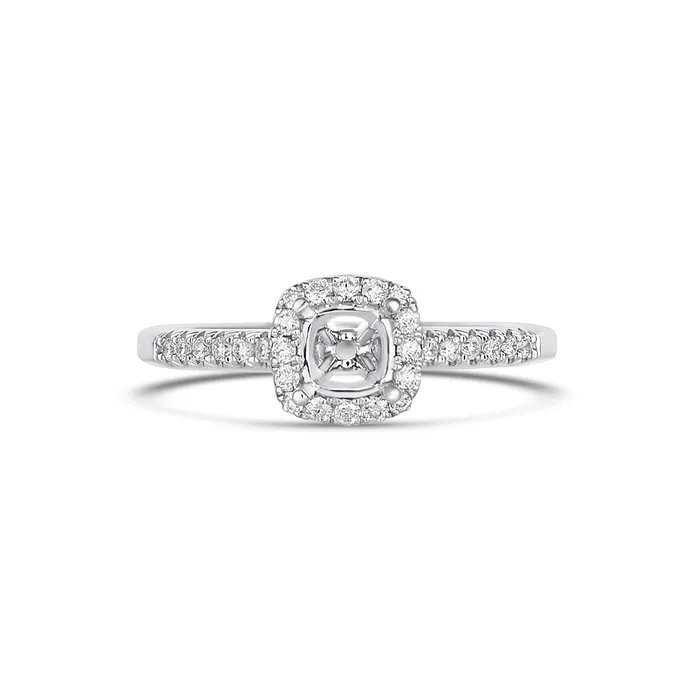 Engagement Collections Rings 18K White Gold Semi Mount Diamond Ring with Square Halo Engagement Collections Rings 18K White Gold Semi Mount Diamond Ring with Square Halo