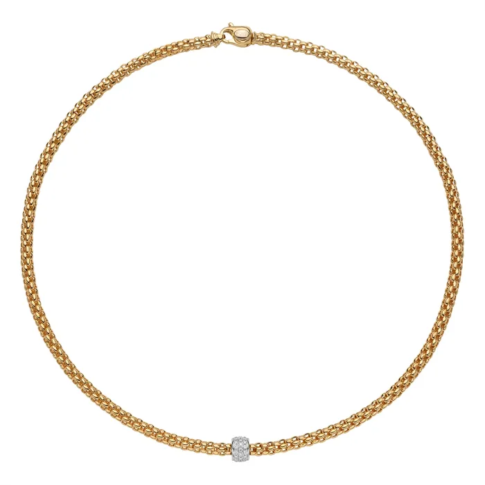 FOPE 18K Yellow Gold Solo Collection Diamond Necklace 17 inch FOPE Necklaces FOPE 18K Yellow Gold Solo Collection Diamond Necklace 17 inch FOPE Necklaces