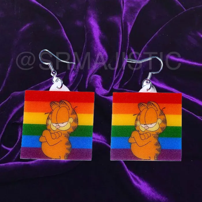 Garfield says Gay Rights cute pride flag detailed Handmade Earrings Sam Makes Things Earrings Garfield says Gay Rights cute pride flag detailed Handmade Earrings Sam Makes Things Earrings