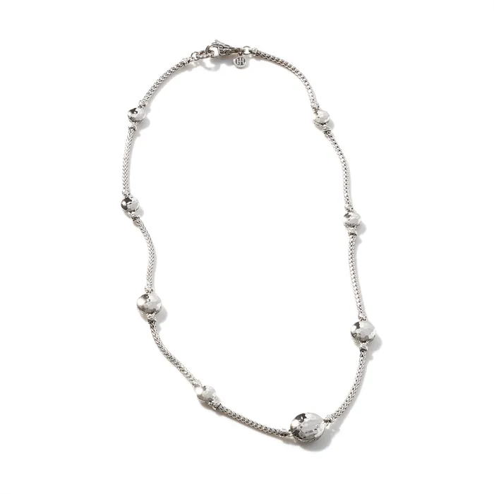 John Hardy Dot Sterling Silver Hammered Disc Station Sautoir Necklace 18 inch John Hardy Necklaces