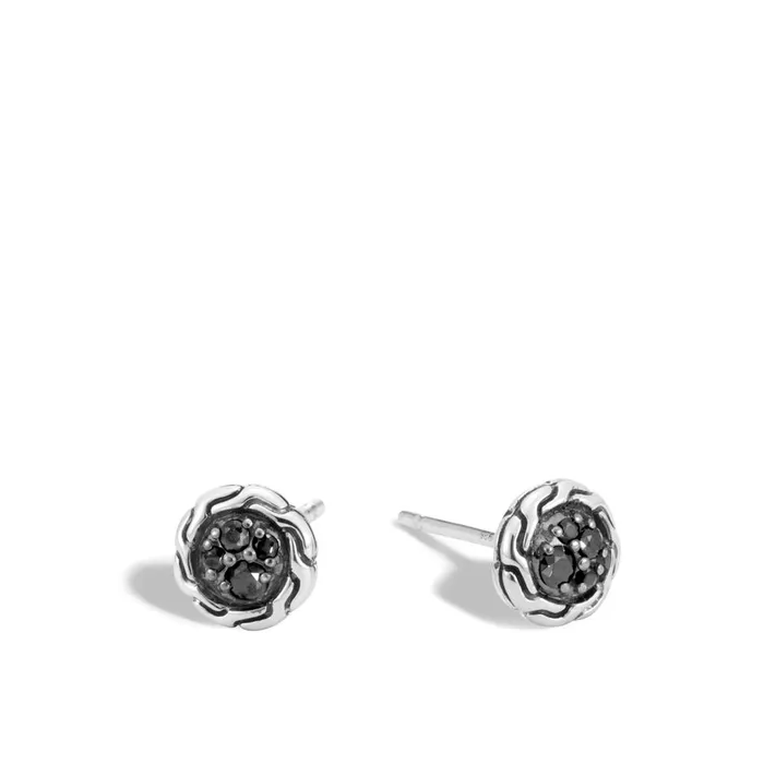 John Hardy John Hardy Classic Chain Sterling Silver 7mm Round Stud Earrings with Treated Black Sapphire Black Spinel Earrings John Hardy John Hardy Classic Chain Sterling Silver 7mm Round Stud Earrings with Treated Black Sapphire Black Spinel Earrings