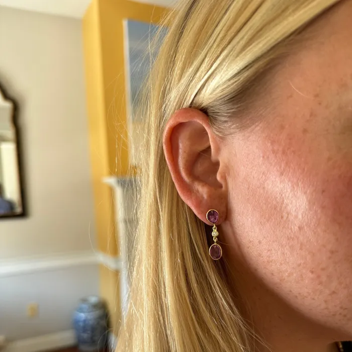 Mazza Earrings Mazza Pink Sapphire Diamond 18K Gold Drop Earrings