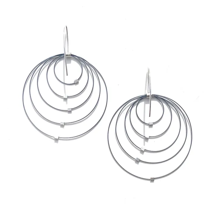 Meghan Patrice Riley Earrings Bullseye Hook Earrings in Gunmetal Silver