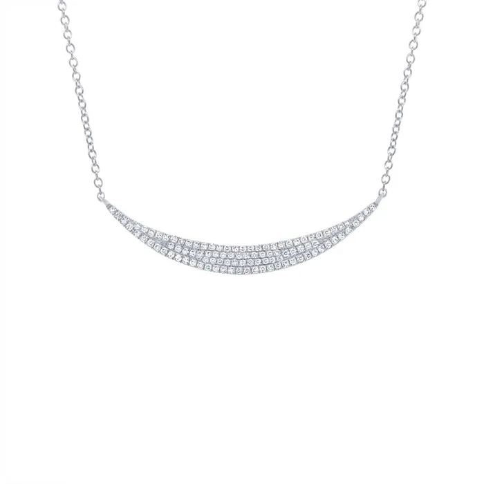 Meierotto Jewelers 14K White Gold Diamond Pave Crescent Necklace Necklaces