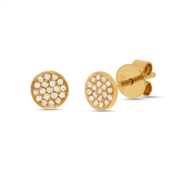 Meierotto Jewelers Earrings 14K Yellow Gold Round Pave Diamond Stud Earrings Meierotto Jewelers Earrings 14K Yellow Gold Round Pave Diamond Stud Earrings