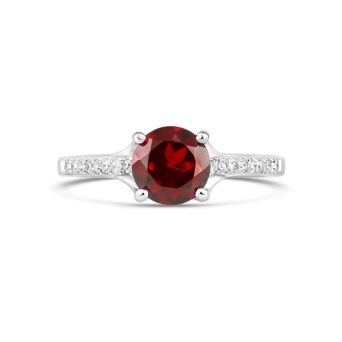 Meierotto Jewelers Rings 14K White Gold Garnet Diamond Ring