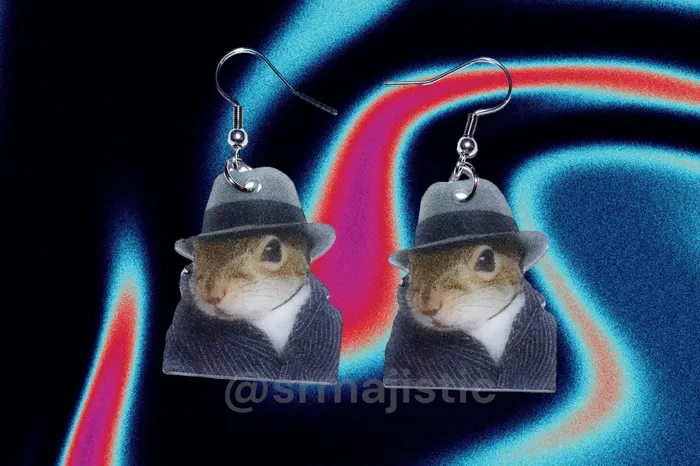 Mobster Mafia Squirrel Funny Meme Handmade Earrings Sam Makes Things Earrings