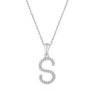 Necklaces 14K White Gold Diamond S Initial Pendant Necklace Meierotto Jewelers Necklaces 14K White Gold Diamond S Initial Pendant Necklace Meierotto Jewelers
