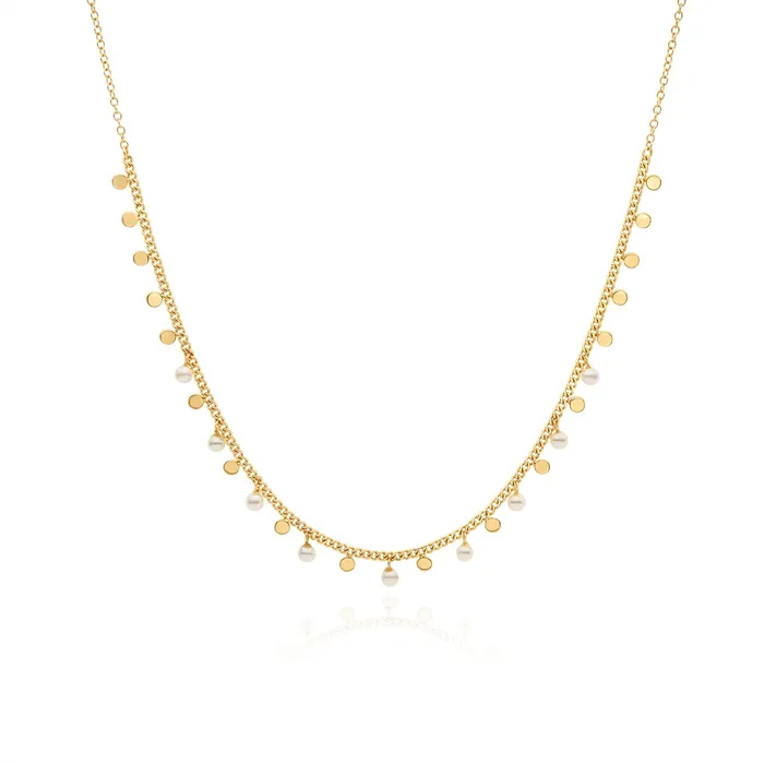 Necklaces Anna Beck Circle Charm and Pearl Necklace Gold Plated Anna Beck