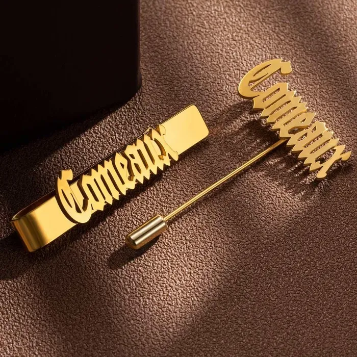 Necklaces Bespoke Initial Name Lapel Pin Exclusive Wedding Gift for Best Man Father Personalized Mens Accessory Belbren
