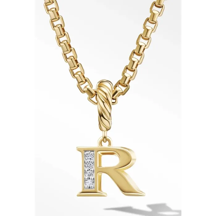 Necklaces David Yurman David Yurman 9mm Diamond Initial R Pendant