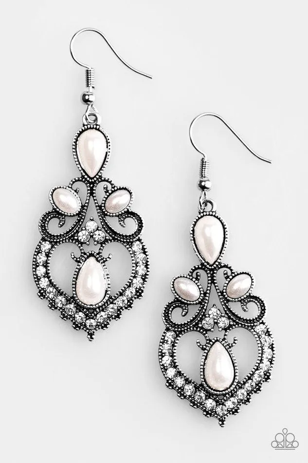 Paparazzi Earring Crowns Up White Paparazzi Jewelry Earrings