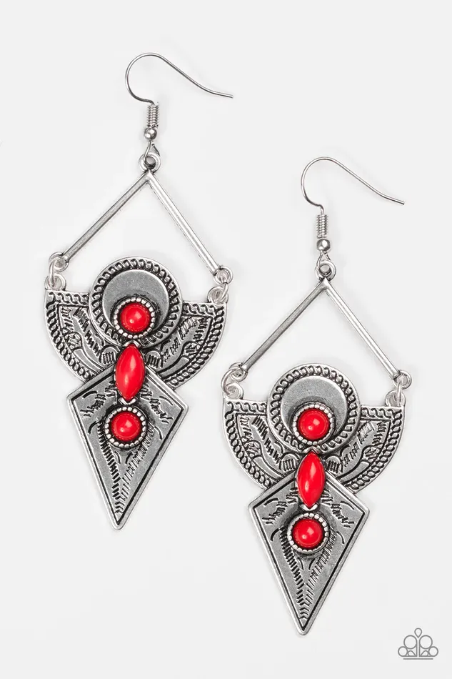 Paparazzi Earring Desert Dynasty Red Paparazzi Jewelry Earrings
