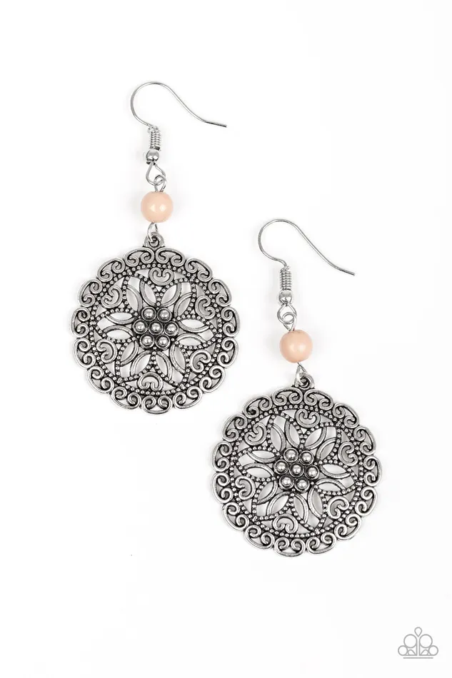 Paparazzi Earring Full Floral Brown Paparazzi Jewelry Earrings