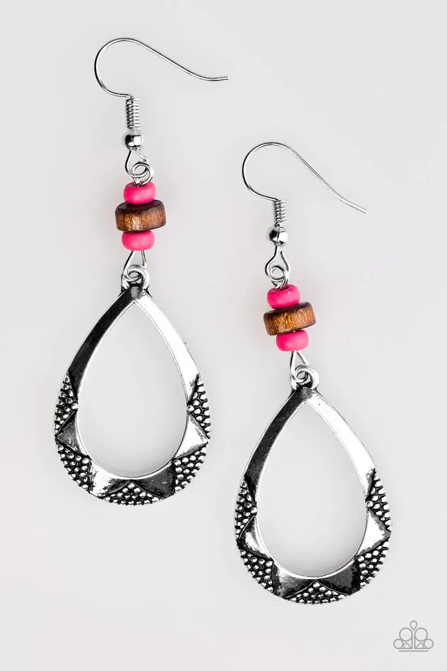 Paparazzi Earring Full Of WILDLIFE Pink Paparazzi Jewelry Earrings