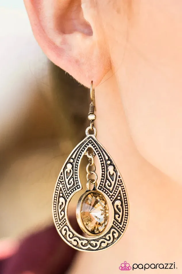 Paparazzi Earring Genie Glam Brass Paparazzi Jewelry Earrings