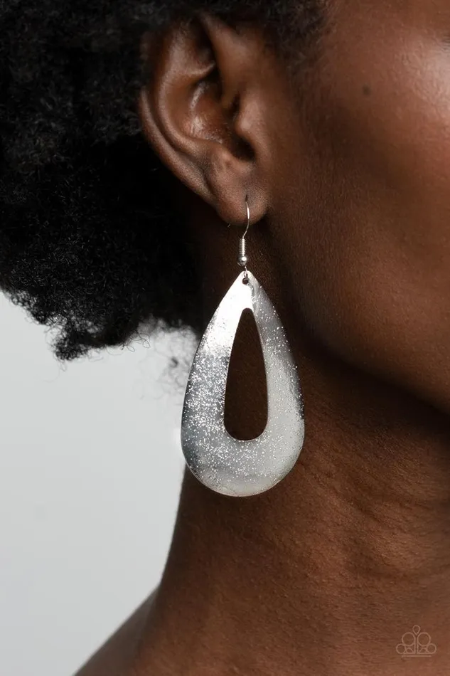 Paparazzi Earring Hand It OVAL Silver Paparazzi Jewelry Earrings