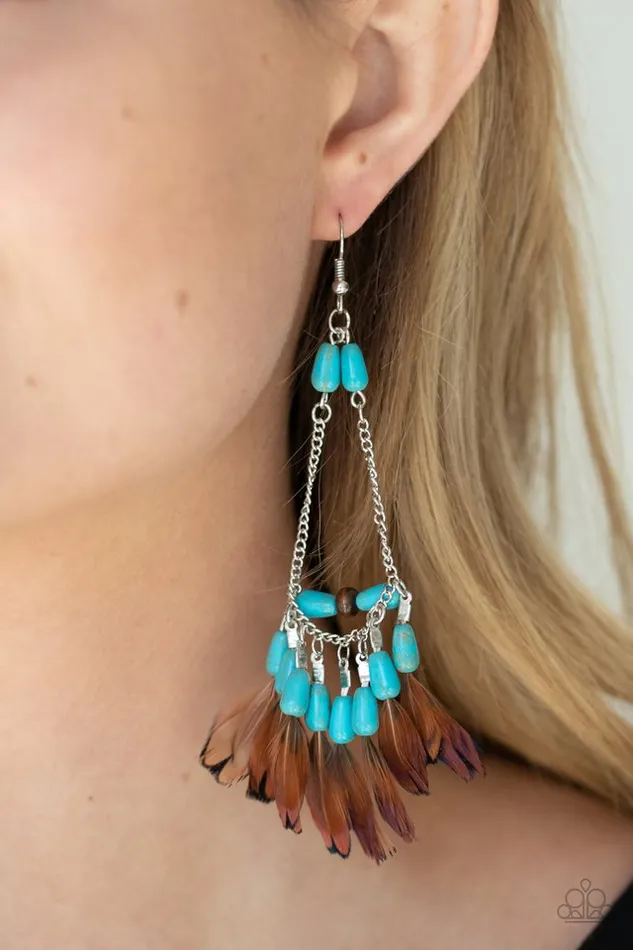 Paparazzi Earring Haute Hawk Blue Paparazzi Jewelry Earrings