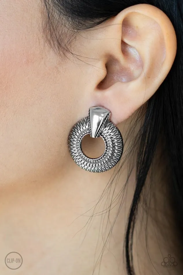 Paparazzi Earring Industrial Innovator Silver Paparazzi Jewelry Earrings