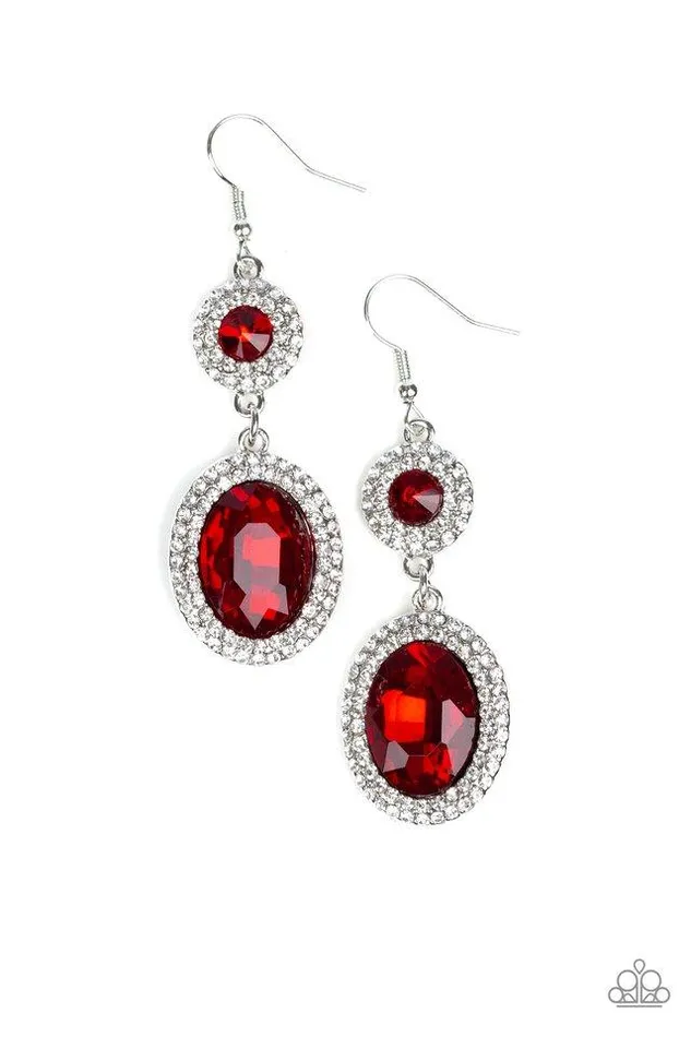 Paparazzi Earring Let It BEDAZZLE Red Paparazzi Jewelry Earrings