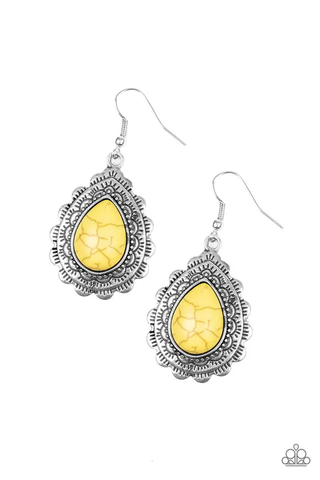 Paparazzi Earring Mesa Mustang Yellow Paparazzi Jewelry Earrings