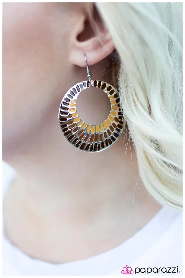 Paparazzi Earring Mrs Peacock Brown Paparazzi Jewelry Earrings