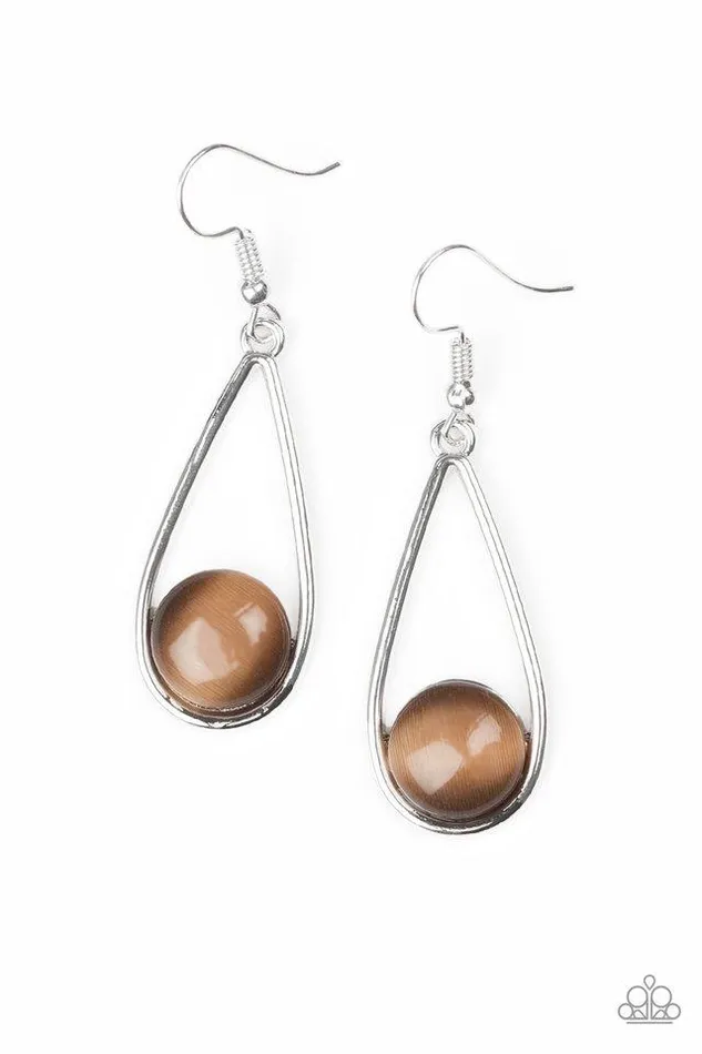 Paparazzi Earring Over The Moon Brown Paparazzi Jewelry Earrings
