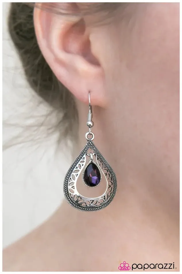Paparazzi Earring The First Kiss Purple Paparazzi Jewelry Earrings