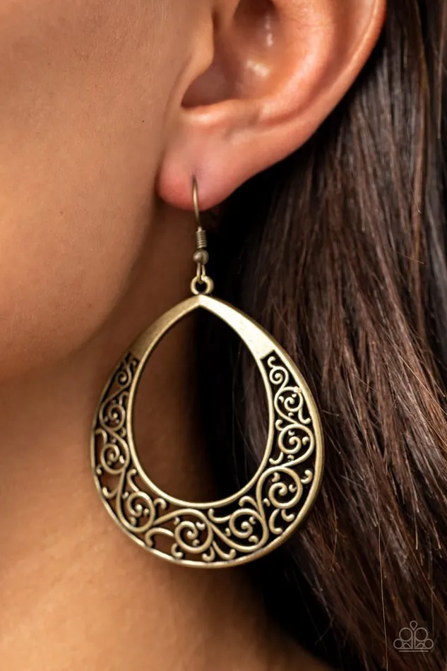 Paparazzi Earring Vineyard Venture Brass Paparazzi Jewelry Earrings