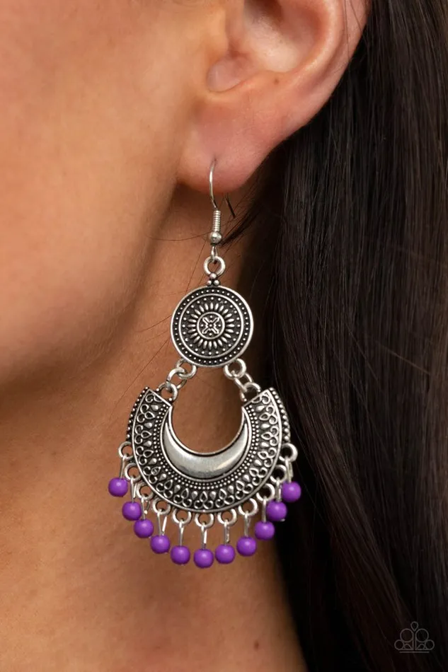 Paparazzi Earring Yes I CANCUN Purple Paparazzi Jewelry Earrings