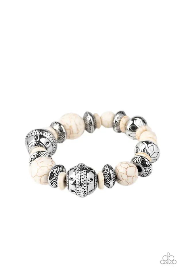 Paparazzi Jewelry Bracelets Paparazzi Bracelet Majestic Masonry White