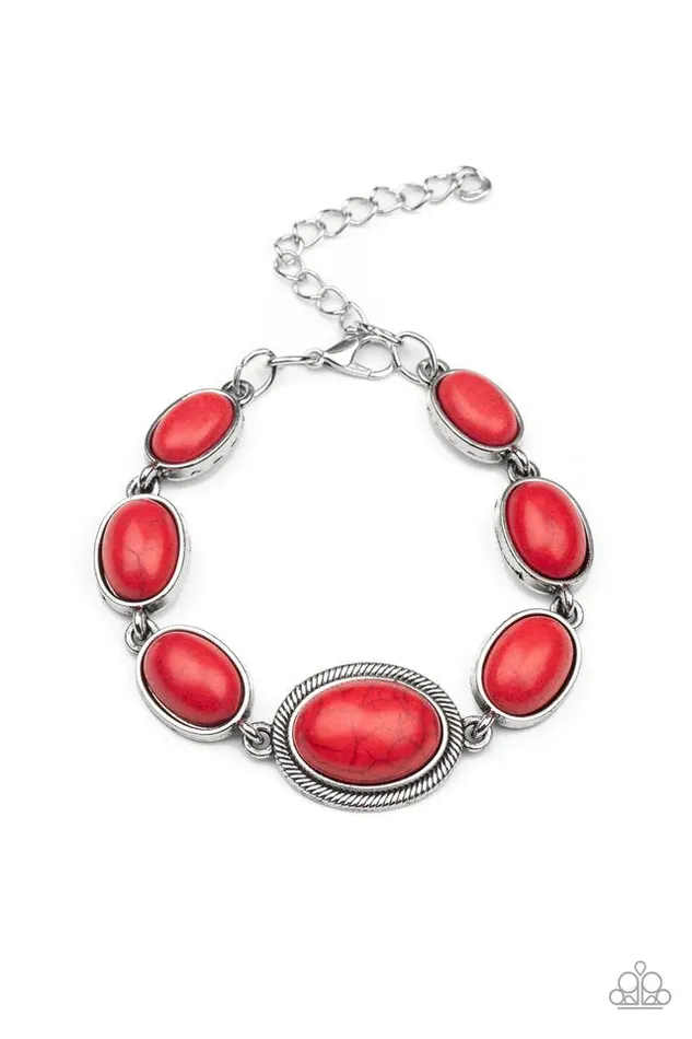 Paparazzi Jewelry Bracelets Paparazzi Bracelet Serene Stonework Red