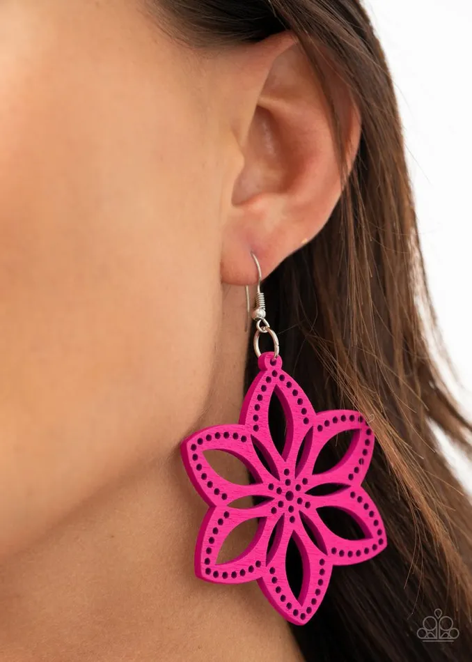 Paparazzi Jewelry Earrings Paparazzi Earring Bahama Blossoms Pink