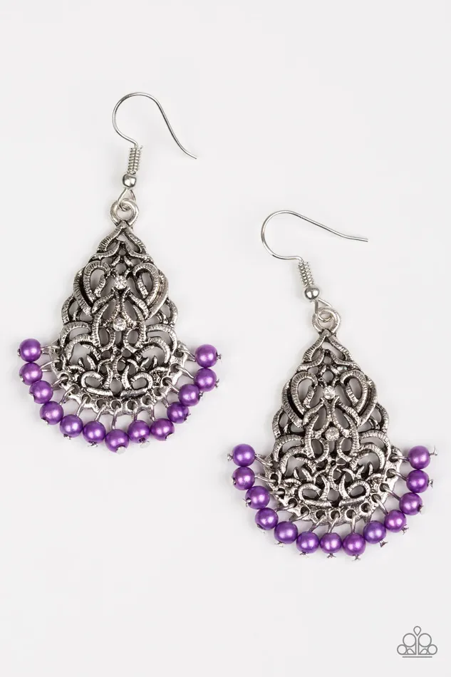 Paparazzi Jewelry Earrings Paparazzi Earring BAROQUE The Bank Purple
