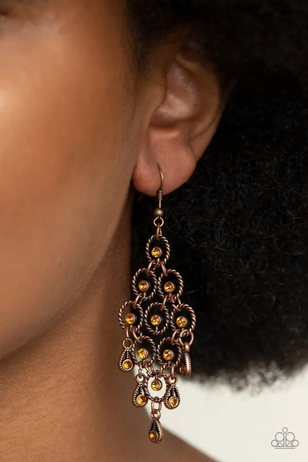 Paparazzi Jewelry Earrings Paparazzi Earring Chandelier Cameo Copper