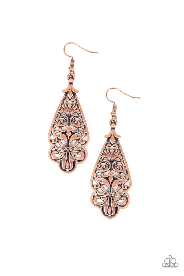 Paparazzi Jewelry Earrings Paparazzi Earring Greenhouse Goddess Copper