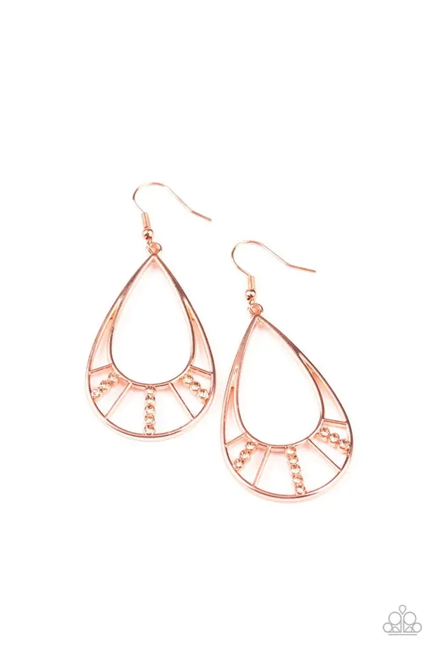 Paparazzi Jewelry Earrings Paparazzi Earring Line Crossing Sparkle Copper