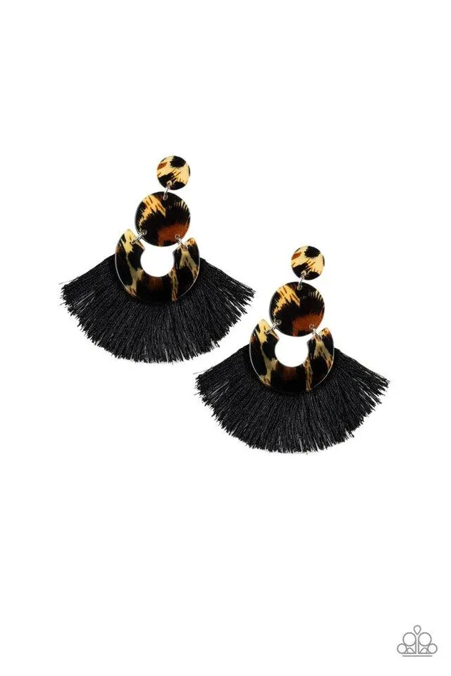 Paparazzi Jewelry Earrings Paparazzi Earring One Big Party ANIMAL Black