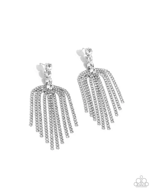 Paparazzi Jewelry Earrings Paparazzi Earring Tapered Twilight White Paparazzi Jewelry Earrings Paparazzi Earring Tapered Twilight White