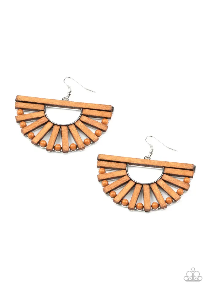 Paparazzi Jewelry Earrings Paparazzi Earring Wooden Wonderland Brown