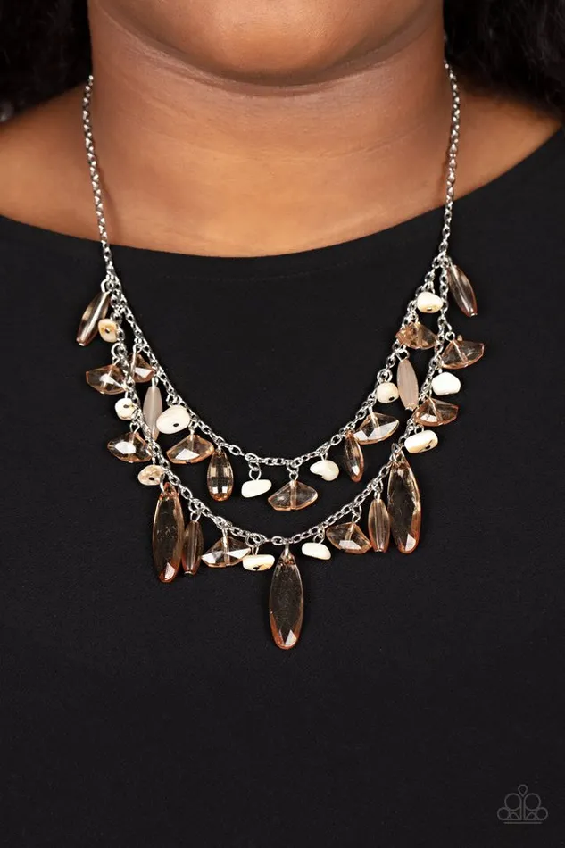 Paparazzi Jewelry Necklaces Paparazzi Necklace Candlelit Cabana Brown